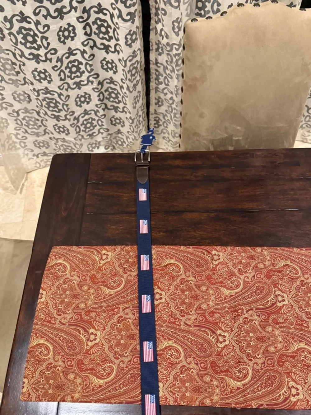 Penguin Men's Size 36 Navy American Flag Belt MSRP $60
